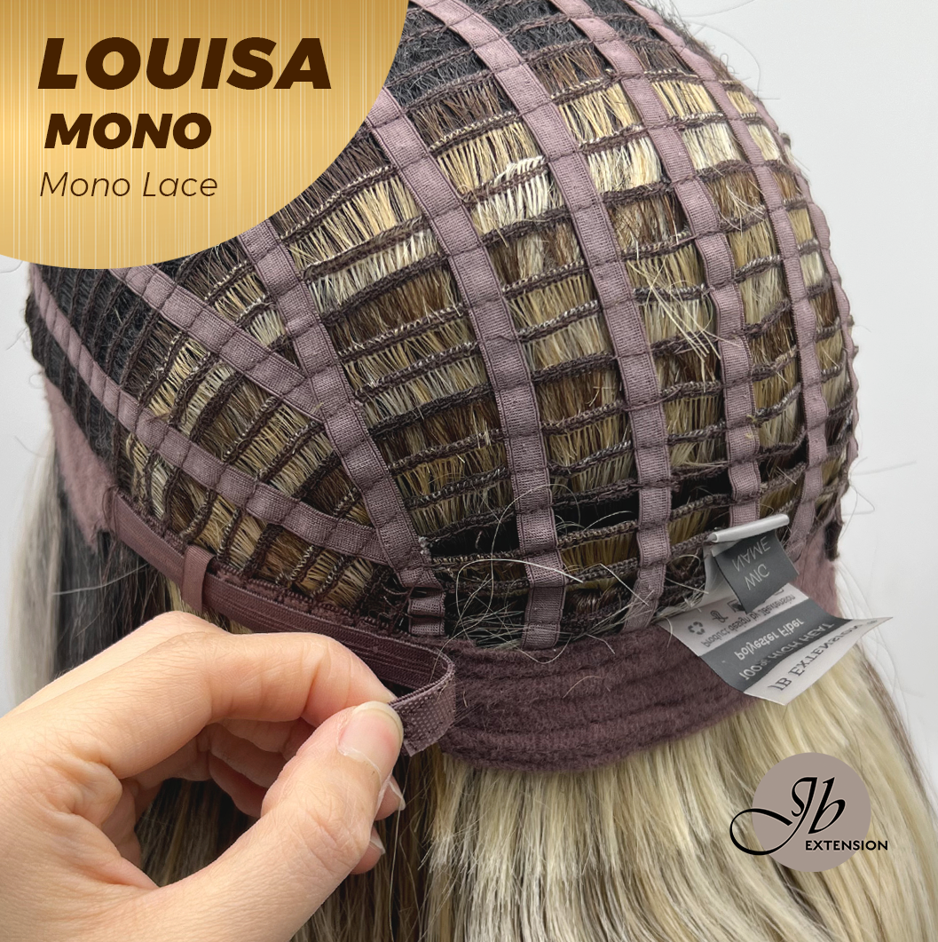 JBEXTENSION LOUISA MONO Monofilament Handmade Wig 6X5 Full Monofilament Hand Tied Top Wig 26 Inches Sun Kiss Blonde Mono Lace Wig with Anti-slip Silicone Strips Glueless Wig LOUISA MONO【BENDY EAR TABS】