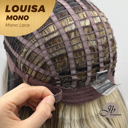 JBEXTENSION LOUISA MONO Monofilament Handmade Wig 6X5 Full Monofilament Hand Tied Top Wig 26 Inches Sun Kiss Blonde Mono Lace Wig with Anti-slip Silicone Strips Glueless Wig LOUISA MONO【BENDY EAR TABS】