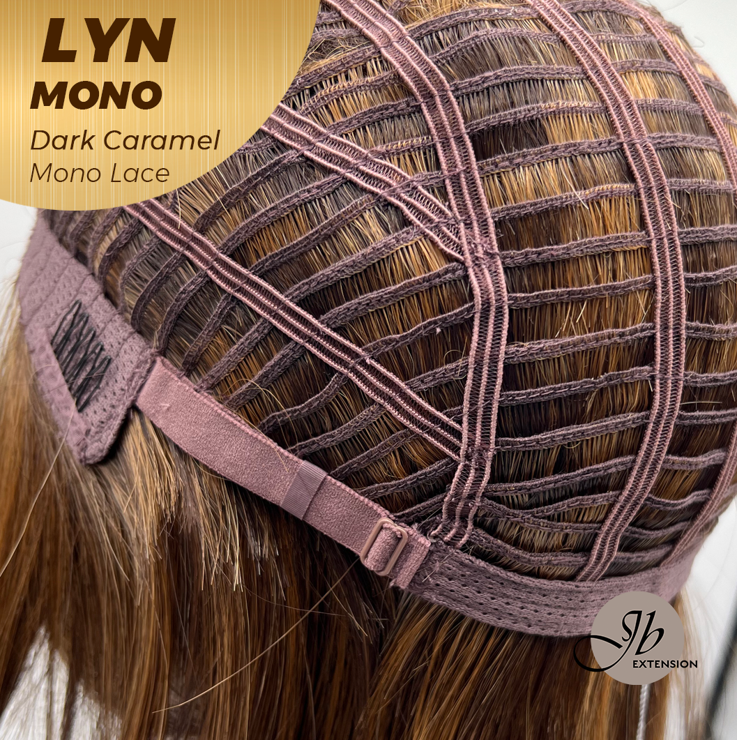 JBEXTENSION LYN DARK MONO Partial Monofilament Wig 17 Inches Dark Caramel Partial Mono Lace Glueless Wig LYN MONO DARK CARAMEL【BENDY EAR TABS】
