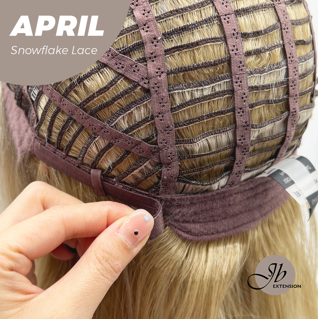 JBEXTENSION 20 Inches Mix Blonde Long Curly Pre-Cut Arc Snowflake Lace Frontlace Glueless Wig APRIL ARC【BENDY EAR TABS】