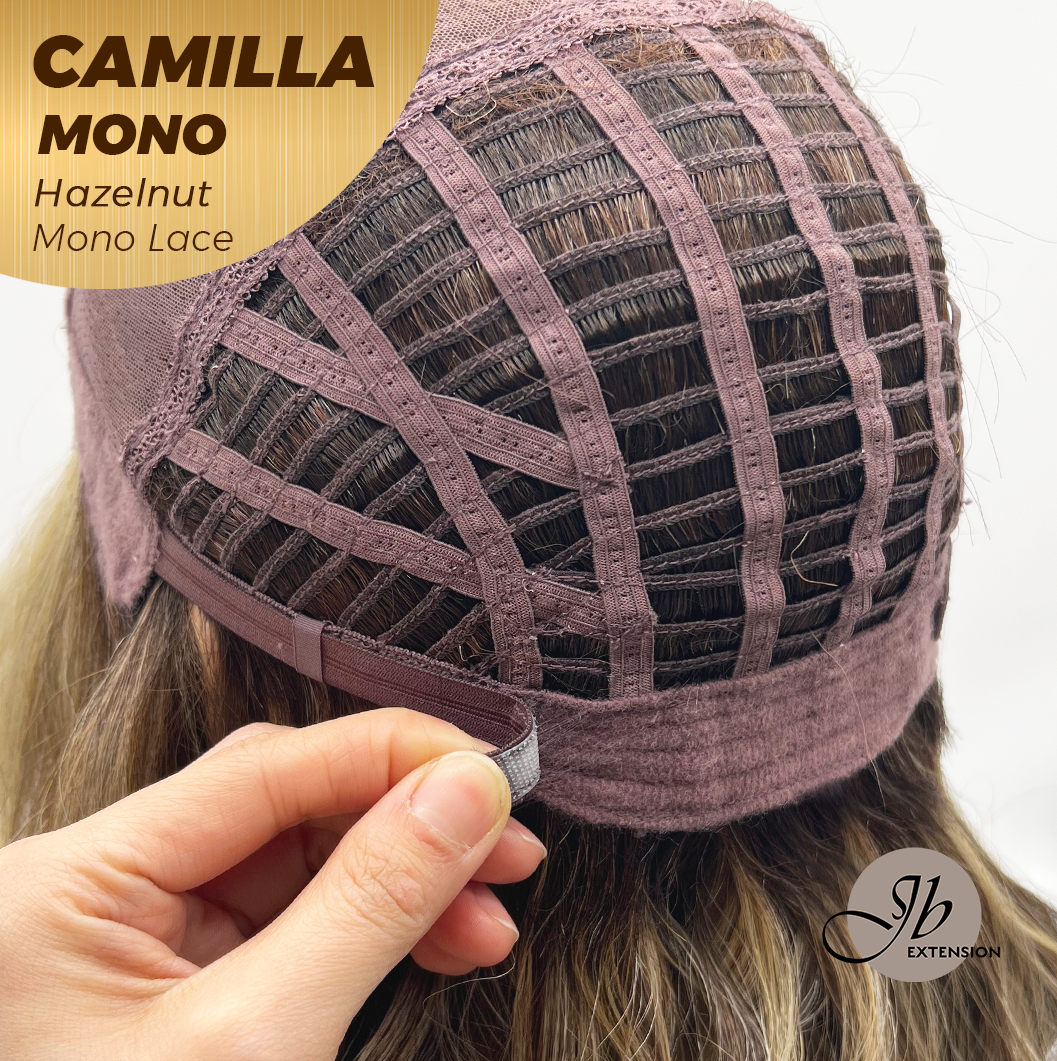 JBEXTENSION CAMILLA MONO Monofilament Handmade Wig 6X5 Full Monofilament Hand Tied Top Wig 20 Inches Hazelnut Mono Lace Wig With Anti-slip Silicone Strips Glueless Wig CAMILLA MONO HAZELNUT【BENDY EAR TABS】