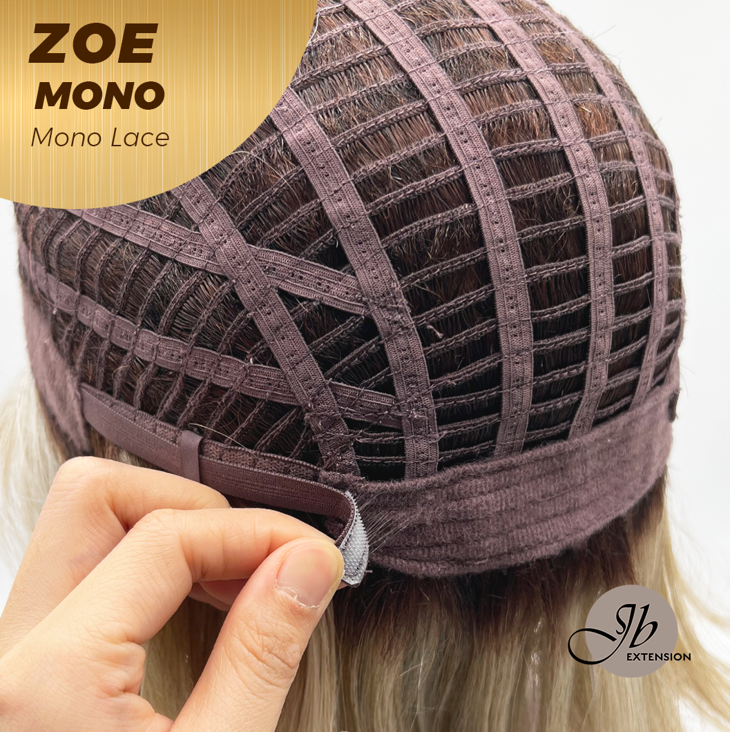 JBEXTENSION ZOE MONO Monofilament Handmade Wig 6X5 Full Monofilament Hand Tied Top Wig 11 Inches Mix Blonde Mono Lace Wig with Anti-slip Silicone Strips Glueless Wig ZOE MONO - MIX BLONDE【BENDY EAR TABS】