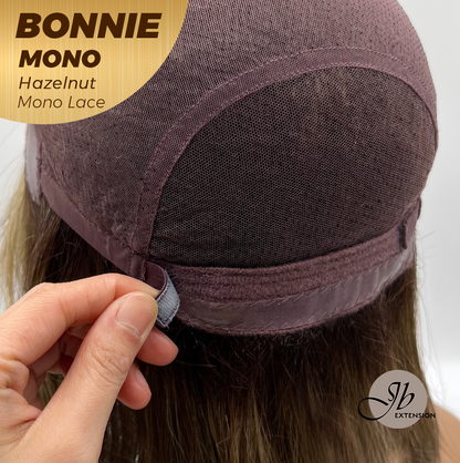 JBEXTENSION BONNIE MONO Full Monofilament Handmade Full Lace Full Hand Tied Wig 12 Inches Hazelnut Mono Lace Handmade Futura Fiber Glueless Wig BONNIE MONO HAZELNUT【BENDY EAR TABS】