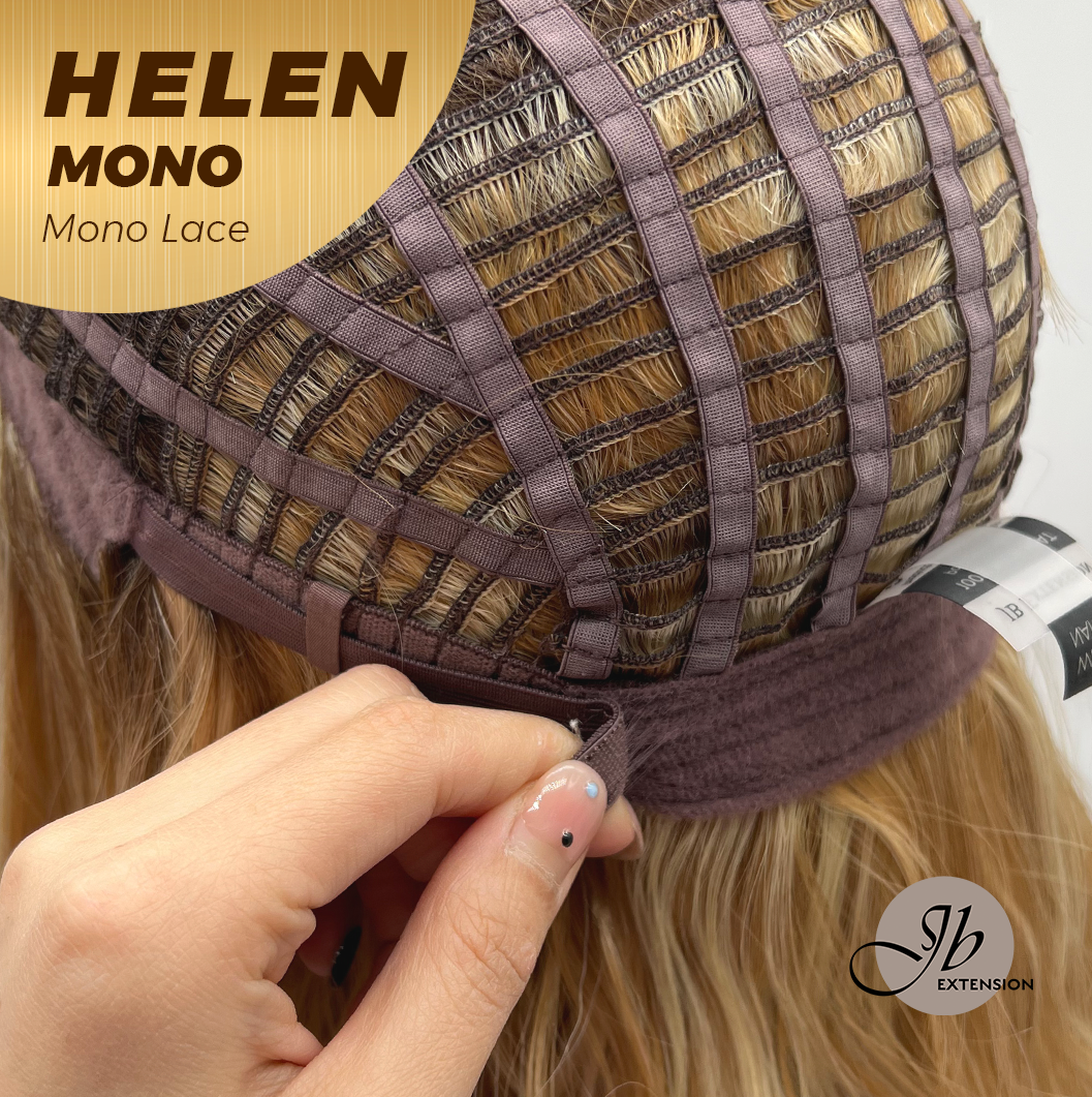 JBEXTENSION HELEN MONO Monofilament Handmade Wig 6X5 Full Monofilament Hand Tied Top Wig 14 Inches Honey Blonde Mono Lace Wig with Anti-slip Silicone Strips Glueless Wig HELEN MONO【BENDY EAR TABS】