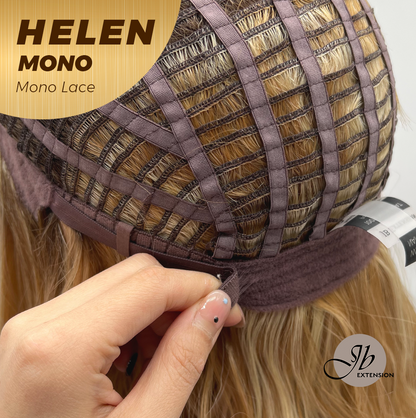 JBEXTENSION HELEN MONO Monofilament Handmade Wig 6X5 Full Monofilament Hand Tied Top Wig 14 Inches Honey Blonde Mono Lace Wig with Anti-slip Silicone Strips Glueless Wig HELEN MONO【BENDY EAR TABS】