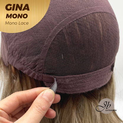 JBEXTENSION GINA MONO Full Monofilament Handmade Full Lace Full Hand Tied Wig 12 Inches Mix Blonde Mono Lace Handmade Futura Fiber Wig with Anti-slip Silicone Strips Glueless Wig GINA MONO【BENDY EAR TABS】
