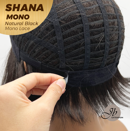 [FINAL SALE] JBEXTENSION SHANA MONO Monofilament Handmade Wig 6X5 Full Monofilament Hand Tied Top Wig 10 Inches Natural Black Mono Lace Handmade Futura Fiber Wig With Anti-slip Silicone Strips Glueless Wig SHANA MONO NATURAL BLACK【BENDY EAR TABS】