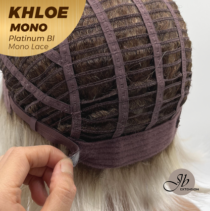 JBEXTENSION KHLOE MONO 6X5 Full Monofilament Hand Tied Top Wig 12 Inches Bob Cut Platinum Blonde Mono Lace Handmade Futura Fiber Wig With Anti-slip Silicone Strips Glueless Wig KHLOE MONO PLATINUM BLONDE【BENDY EAR TABS】