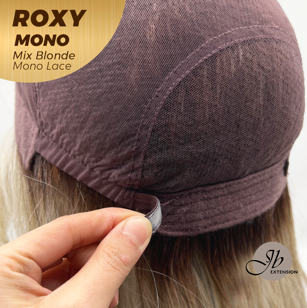 JBEXTENSION ROXY MONO Full Monofilament Handmade Full Lace Full Hand Tied Wig 19 Inches Mix Blonde Mono Lace Handmade Futura Fiber Wig with Anti-slip Silicone Strips Glueless Wig ROXY MONO - MIX BLONDE【BENDY EAR TABS】