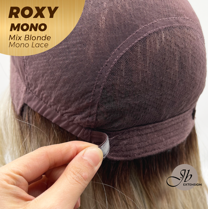 JBEXTENSION ROXY MONO Full Monofilament Handmade Full Lace Full Hand Tied Wig 19 Inches Mix Blonde Mono Lace Handmade Futura Fiber Wig with Anti-slip Silicone Strips Glueless Wig ROXY MONO - MIX BLONDE【BENDY EAR TABS】