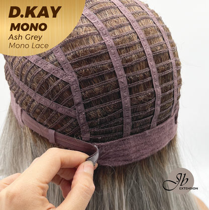 JBEXTENSION D.KAY MONO Partial Monofilament Wig 18 Inches Ash Grey Partial Mono Lace Glueless Women Fashion Wig D.KAY MONO ASH GREY【BENDY EAR TABS】