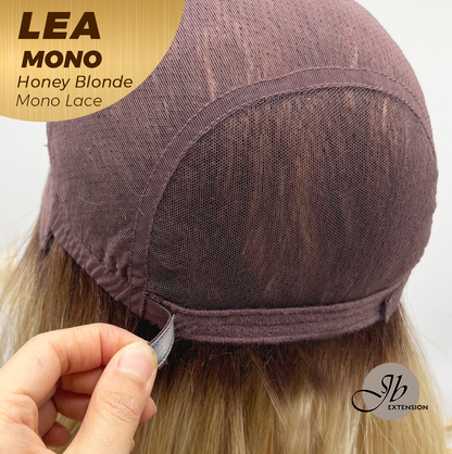 JBEXTENSION LEA MONO Full Monofilament Handmade Full Lace Full Hand Tied Wig 14 Inches Honey Blonde Mono Lace Handmade Futura Fiber Wig with Anti-slip Silicone Strips Glueless Wig LEA MONO HONEY BLONDE【BENDY EAR TABS】