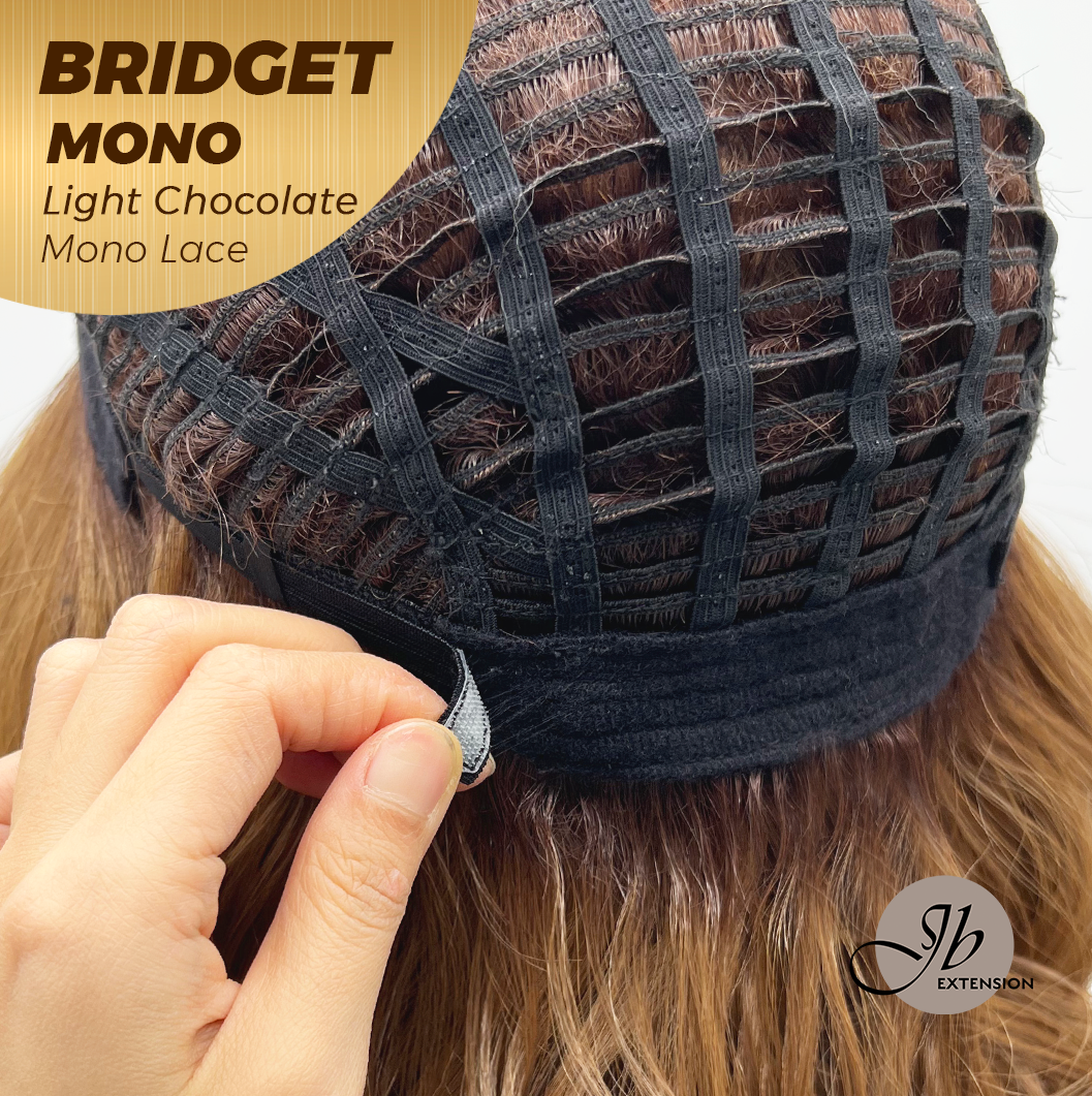 JBEXTENSION BRIDGET MONO Monofilament Handmade Wig 6X5 Full Monofilament Hand Tied Top Wig 15 Inches Light Chocolate Mono Lace Wig With Anti-slip Silicone Strips Glueless Wig BRIDGET MONO LIGHT CHOCOLATE【BENDY EAR TABS】