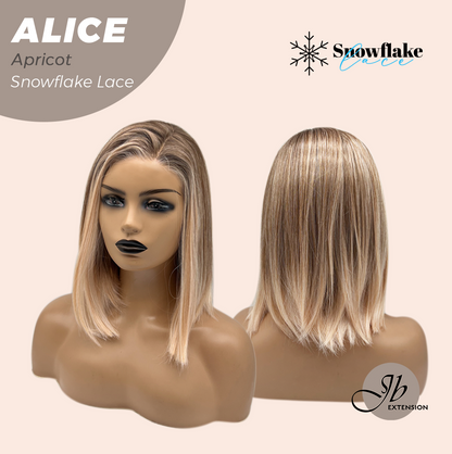 JBEXTENSION 12 Inches Apricot Pre-Cut Side Part Snowflake Lace Frontlace Glueless Wig ALICE APRICOT【BENDY EAR TABS】- S/M