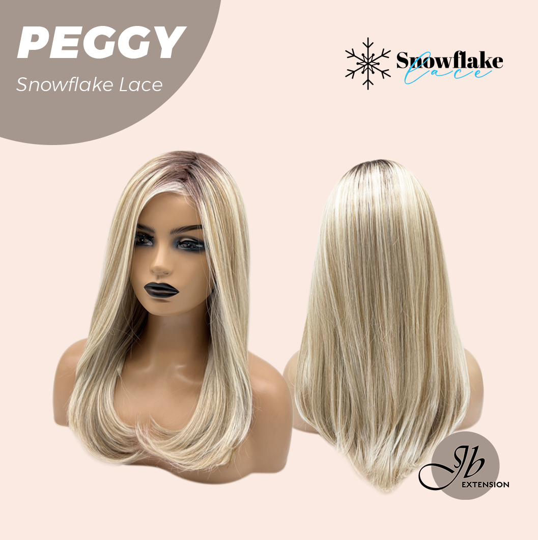 JBEXTENSION 19 Inches Long Straight Mix Blonde Pre-Cut Side Part Snowflake Lace Frontlace Glueless Wig PEGGY MIX BLONDE【BENDY EAR TABS】