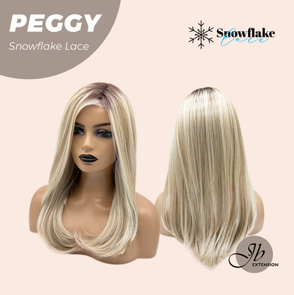 JBEXTENSION 19 Inches Long Straight Mix Blonde Pre-Cut Side Part Snowflake Lace Frontlace Glueless Wig PEGGY MIX BLONDE【BENDY EAR TABS】
