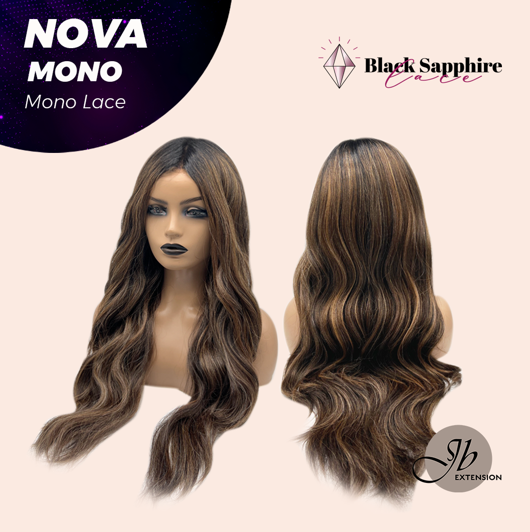 [FINAL SALE] JBEXTENSION NOVA MONO Monofilament Handmade Wig 6X5 Full Monofilament Hand Tied Top Wig 25 Inches Ombre Brown Curly Mono Lace Handmade Futura Fiber Glueless Black Sapphire Wig NOVA MONO【BENDY EAR TABS】