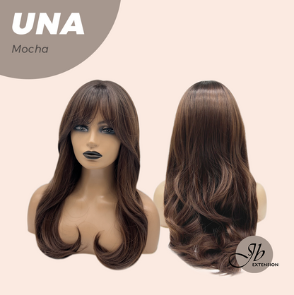 JBEXTENSION 22 Inches Mocha Wave with Bangs Wig UNA MOCHA