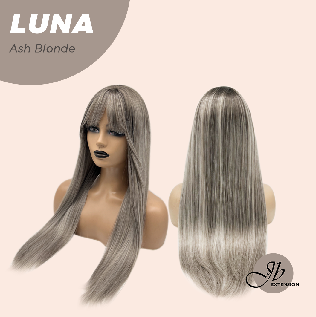 JBEXTENSION 24 Inches Long Straight Ash Blonde Wig with Bangs LUNA ASH BLONDE