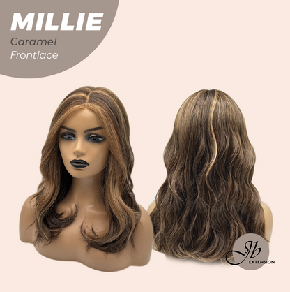 JBEXTENSION 17 Inches Wave Caramel Pre-Cut Frontlace Glueless Wig MILLIE CARAMEL