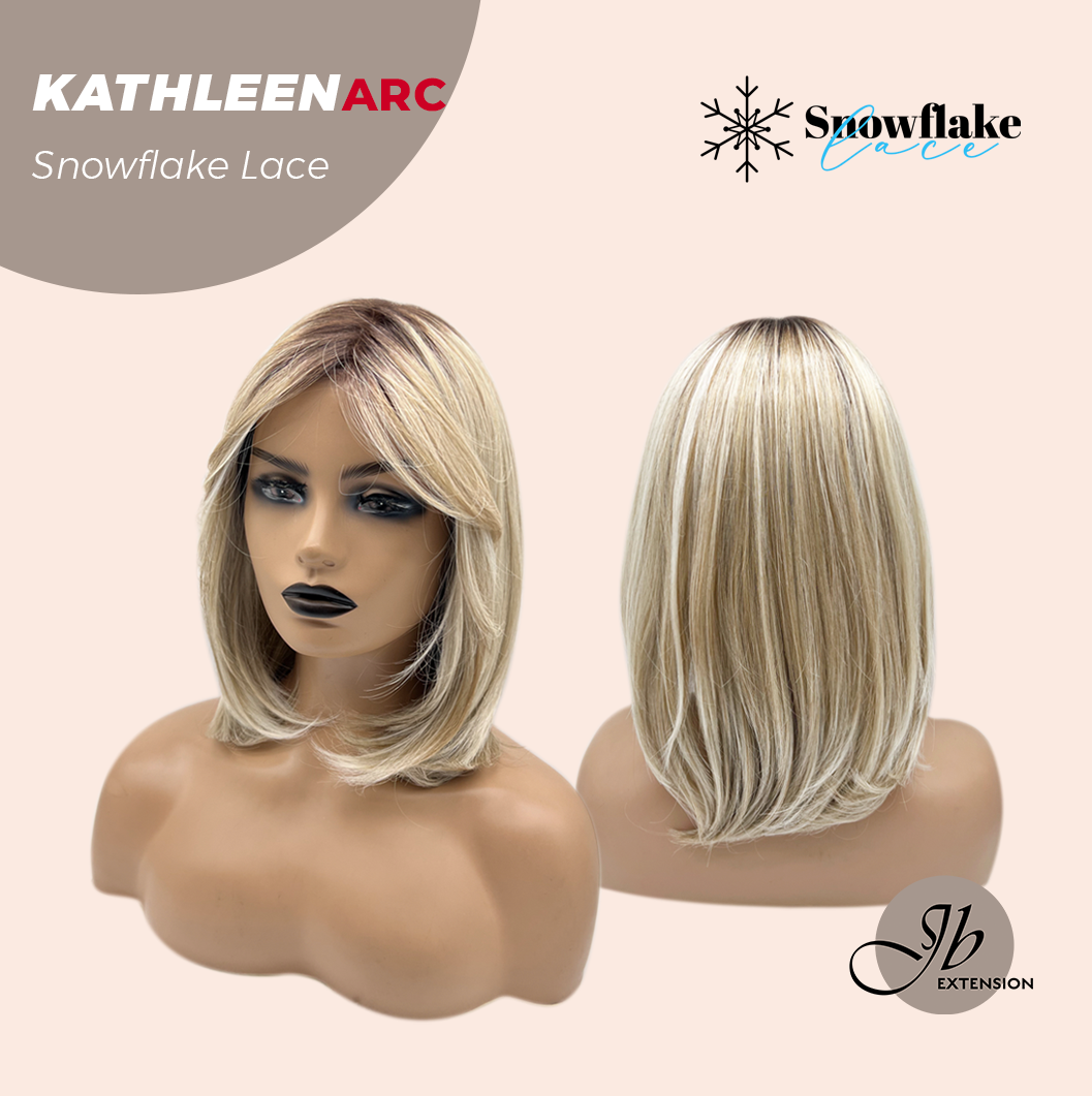 JBEXTENSION 15 Inches Mix Blonde Pre-Cut Arc Snowflake Lace Frontlace Glueless Wig KATHLEEN【BENDY EAR TABS】