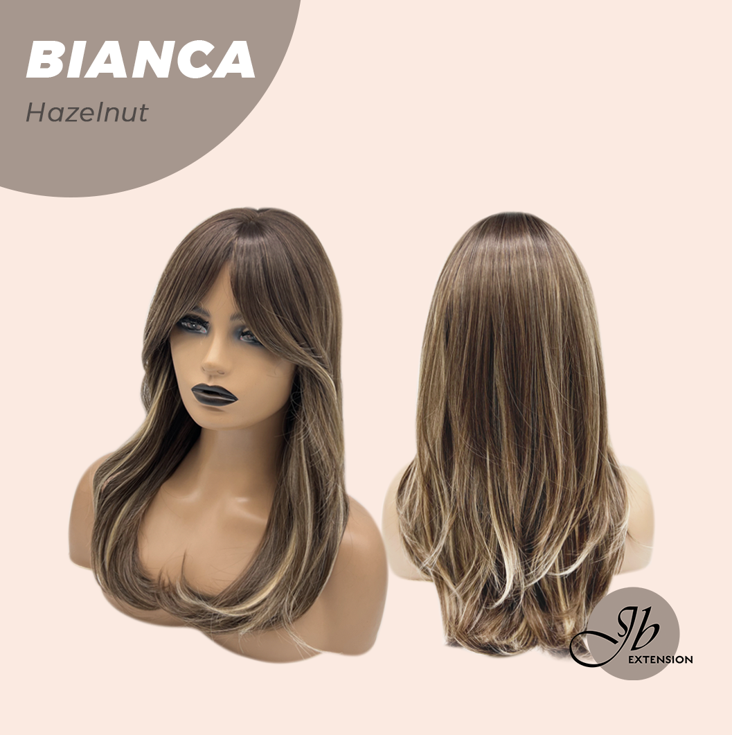 JBEXTENSION 20 Inches Curly Hazelnut Wig with Bangs BIANCA HAZELNUT