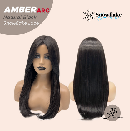 JBEXTENSION 21 Inches Straight Natural Black Pre-Cut Arc Snowflake Lace Frontlace Glueless Wig AMBER NATURAL BLACK【BENDY EAR TABS】
