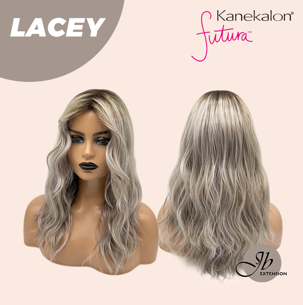 [FINAL SALE] JBEXTENSION 18 Inches Curly Mix Grey Wig with Dark Root Women Fashion Full Machine Wig LACEY【PLUS PERMATEASE】【BENDY EAR TABS】