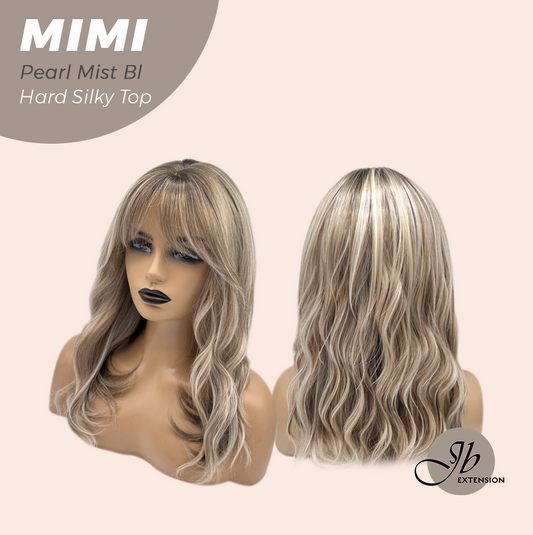JBEXTENSION 16 Inches Scalpiana 3.5X4 Hard Silky Top Natural Scalp Effect Pearl Mist Blonde Body Wave Wig with Bangs Wig MIMI SILK TOP - PEARL MIST BLONDE