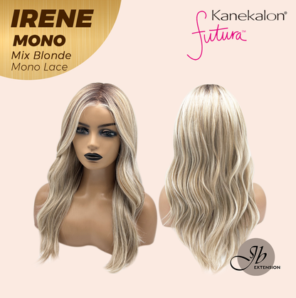 JBEXTENSION IRENE MONO Monofilament Handmade Wig 6X5 Full Monofilament Hand Tied Top Wig 19 Inches Mix Blonde Curly Mono Lace Wig With Anti-slip Silicone Strips Glueless Wig IRENE MONO MIX BLONDE【BENDY EAR TABS】