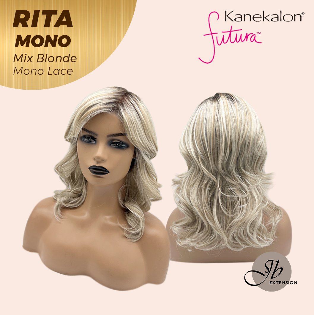 JBEXTENSION RITA MONO Monofilament Handmade Wig 6X5 Full Monofilament Hand Tied Top Wig 14 Inches Curly Mix Blonde Mono Lace Wig with Anti-slip Silicone Strips Glueless Wig RITA MONO - MIX BLONDE【BENDY EAR TABS】