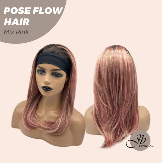 JBEXTENSION 18 Inches Mix Pink Headband Wig POSE FLOW HAIR - MIX PINK