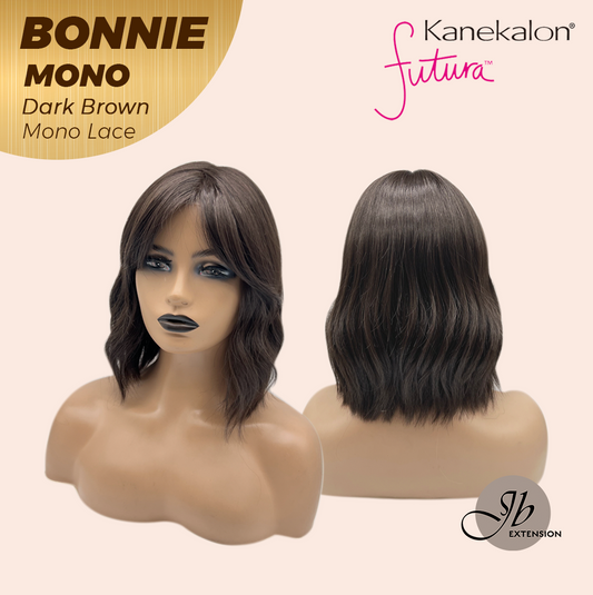 JBEXTENSION BONNIE MONO Full Monofilament Handmade Full Lace Full Hand Tied Wig 12 Inches Dark Brown Mono Lace Handmade Futura Fiber Glueless Wig BONNIE MONO DARK BROWN【BENDY EAR TABS】