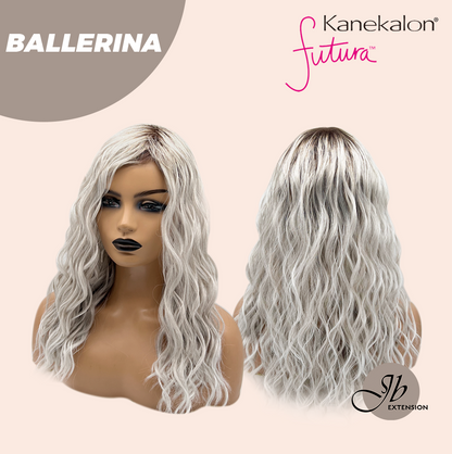 [FINAL SALE] JBEXTENSION 18 Inches Wave Silver Wig with Dark Root Women Fashion Full Machine Wig BALLERINA【PLUS PERMATEASE】【BENDY EAR TABS】
