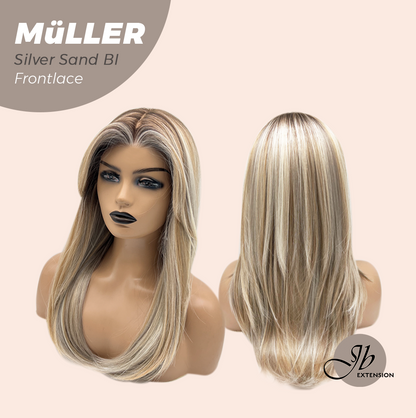 JBEXTENSION 22 Inches Silver Sand Blonde Pre-Cut Frontlace Glueless Wig MüLLER SILVER SAND BLONDE