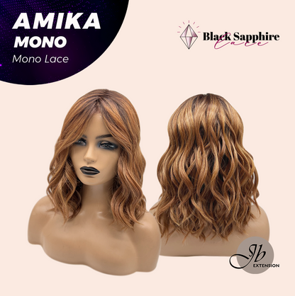 [FINAL SALE] JBEXTENSION AMIKA MONO Monofilament Handmade Wig 6X5 Full Monofilament Hand Tied Top Wig 14 Inches Copper Curly Mono Lace Wig Glueless Black Sapphire Wig AMIKA MONO【BENDY EAR TABS】