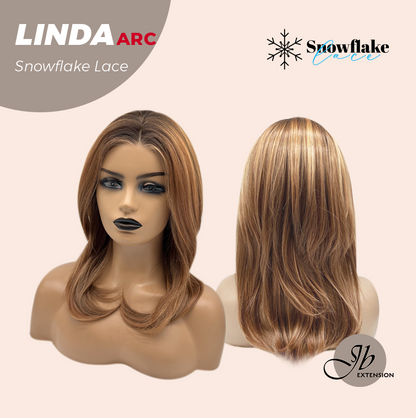 JBEXTENSION 18 Inches Copper Pre-Cut Arc Snowflake Lace Frontlace Glueless Wig LINDA SNOWFLAKE【BENDY EAR TABS】