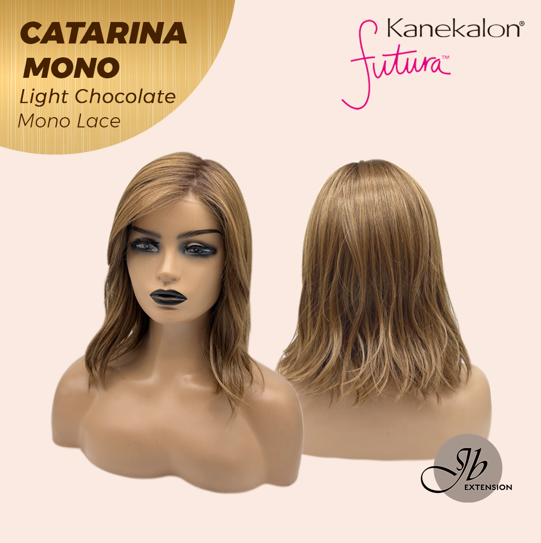 JBEXTENSION CATARINA MONO Full Monofilament Handmade Full Lace Full Hand Tied Wig 13 Inches Light Chocolate Mono Lace Handmade Futura Fiber Wig with Anti-slip Silicone Strips Glueless Wig CATARINA MONO LIGHT CHOCOLATE【BENDY EAR TABS】