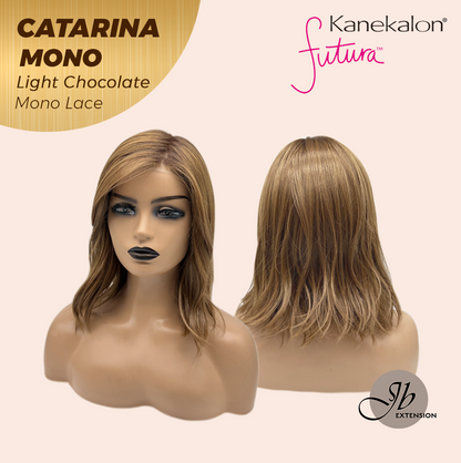 JBEXTENSION CATARINA MONO Full Monofilament Handmade Full Lace Full Hand Tied Wig 13 Inches Light Chocolate Mono Lace Handmade Futura Fiber Wig with Anti-slip Silicone Strips Glueless Wig CATARINA MONO LIGHT CHOCOLATE【BENDY EAR TABS】