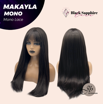 [FINAL SALE] JBEXTENSION MAKAYLA MONO Monofilament Handmade Wig 6X5 Full Monofilament Hand Tied Top Wig 23 Inches Long Black Straight Mono Lace Handmade Futura Fiber Glueless Black Sapphire Wig MAKAYLA MONO【BENDY EAR TABS】