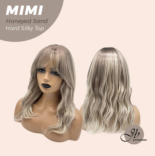 JBEXTENSION 16 Inches Scalpiana 3.5X4 Hard Silky Top Natural Scalp Effect Honeyed Sand Body Wave Wig with Bangs Wig MIMI SILK TOP - HONEYED SAND