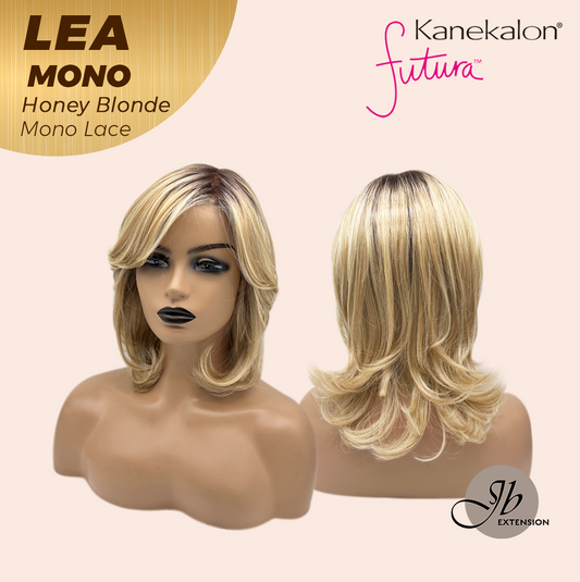 JBEXTENSION LEA MONO Full Monofilament Handmade Full Lace Full Hand Tied Wig 14 Inches Honey Blonde Mono Lace Handmade Futura Fiber Wig with Anti-slip Silicone Strips Glueless Wig LEA MONO HONEY BLONDE【BENDY EAR TABS】