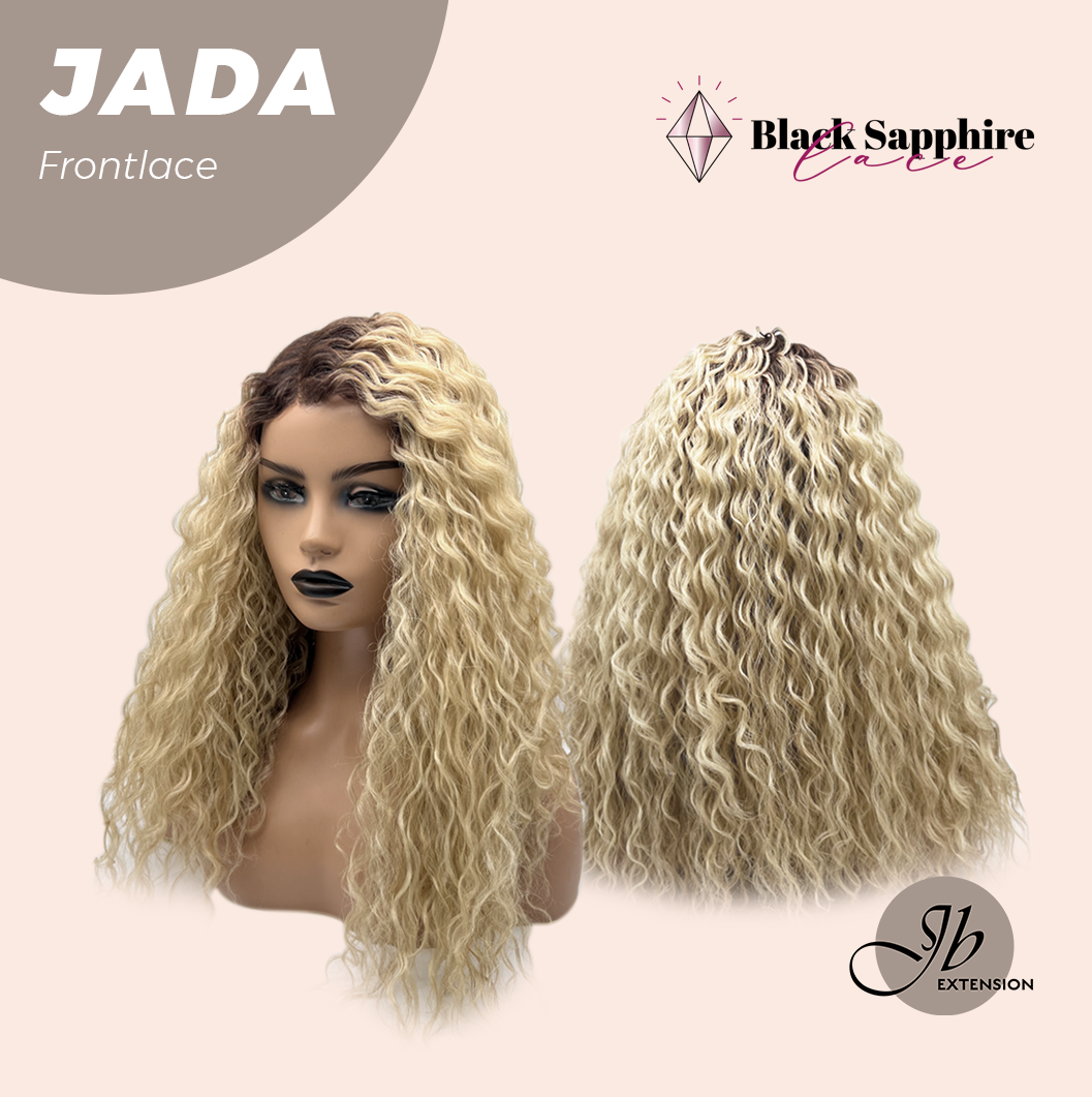 JBEXTENSION 18 Inches Deep Curly Blonde Pre-Cut Side Part Frontlace Glueless Black Sapphire Wig JADA【BENDY EAR TABS】