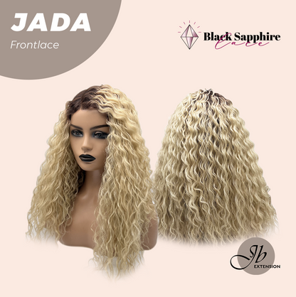 JBEXTENSION 18 Inches Deep Curly Blonde Pre-Cut Side Part Frontlace Glueless Black Sapphire Wig JADA【BENDY EAR TABS】