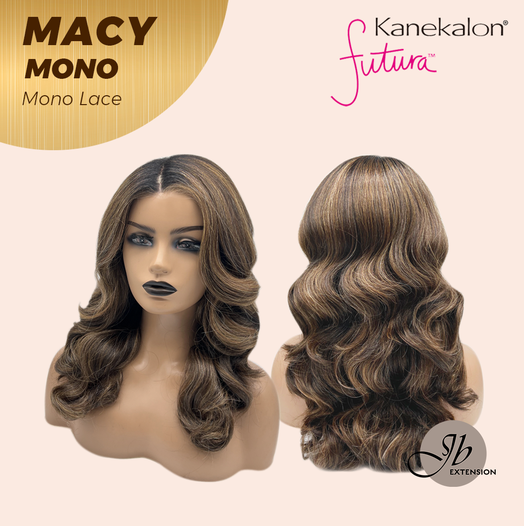 JBEXTENSION MACY MONO Monofilament Handmade Wig 6X5 Full Monofilament Hand Tied Top Wig 18 Inches Curly Ombre Brown Mono Lace Wig with Anti-slip Silicone Strips Glueless Wig MACY MONO【BENDY EAR TABS】