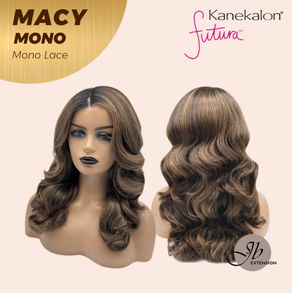JBEXTENSION MACY MONO Monofilament Handmade Wig 6X5 Full Monofilament Hand Tied Top Wig 18 Inches Curly Ombre Brown Mono Lace Wig with Anti-slip Silicone Strips Glueless Wig MACY MONO【BENDY EAR TABS】