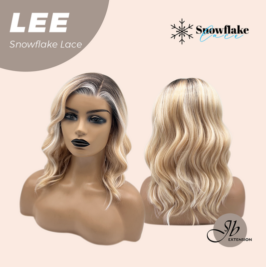 JBEXTENSION 14 Inches Wave Light Peach Pre-Cut Side Part Snowflake Lace Frontlace Glueless Wig LEE【BENDY EAR TABS】