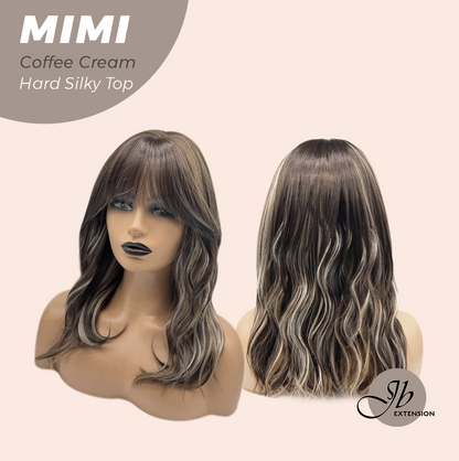 JBEXTENSION 16 Inches Scalpiana 3.5X4 Hard Silky Top Natural Scalp Effect Coffee Cream Body Wave Wig with Bangs Wig MIMI SILK TOP - COFFEE CREAM