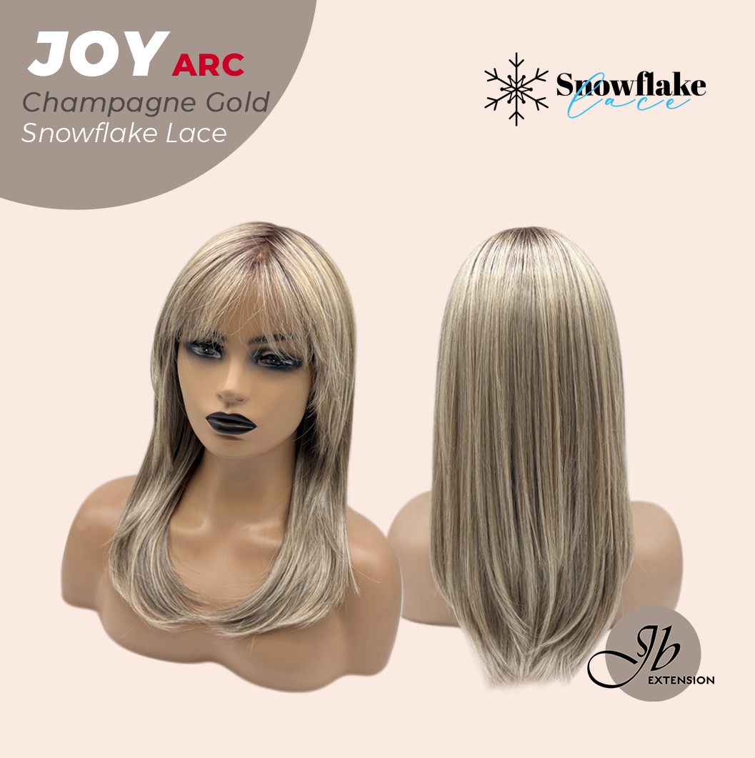 JBEXTENSION 19 Inches Champagne Gold Pre-Cut Arc Snowflake Lace Frontlace Glueless Wig JOY CHAMPAGNE GOLD【BENDY EAR TABS】