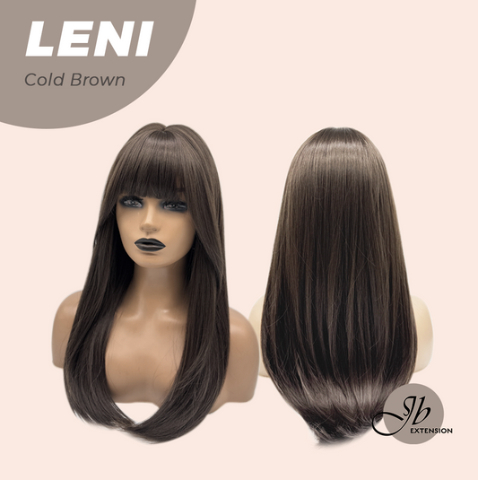 JBEXTENSION 22 Inches Cold Brown Fashion Wig with Bangs LENI COLD BROWN